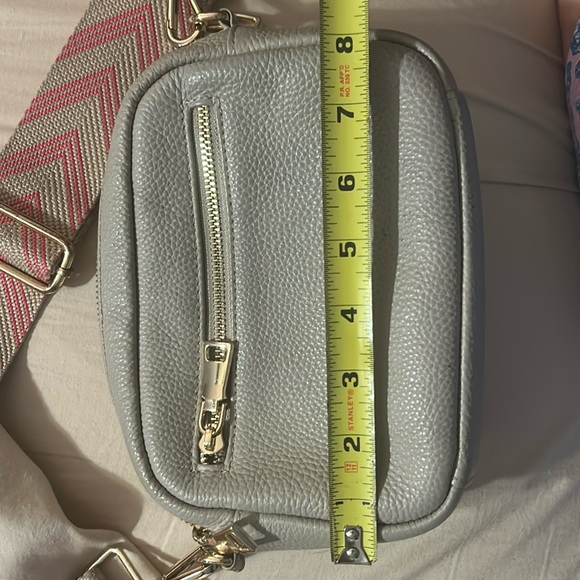 Stone Crossbody Bag with Pink Chevron Strap - Picture 12 of 15